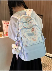 INS style fresh school bag for girls, lightweight casual travel backpack with cute horse print