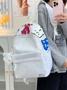 Unisex Casual Nylon Rucksack Grosse Kapazität Schultasche Street Trend Letter Print Tägliches Pendeln Buchasatz Für Schüler