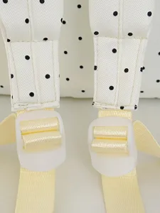 Koreanischer Stil Polka Dot Schuler Rucksack Detailansicht mit verstellbaren Gurten.