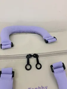 Large capacity expandable travel bag main view showing reinforced purple handles and zippers.