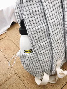 Mochila escolar de cuadros clásica en blanco y negro, gran bolso de campus para mujeres.