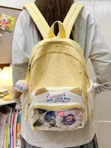 Cute cat ita bag large capacity clear window backpack for teenage girls school day