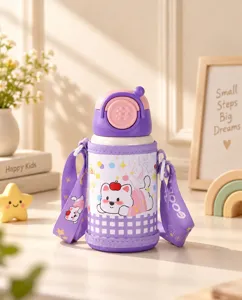 Gourde isotherme enfant avec sangle design dessin animé acier inoxydable bouteille détail