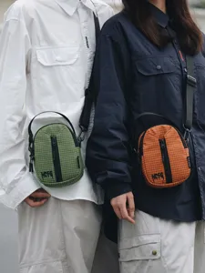 Outdoor Casual Nylon Crossbody Bag Small Mobile Phone Bag Fashion Grid Shoulder Bag For Women Men Travel Daily Use