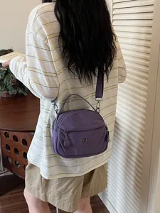 Women Waterproof Nylon Crossbody Bag Solid Color Casual Shoulder Bag Small Handbag Multi-Pockets Travel Daily Purse