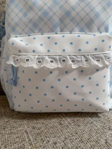Blue white plaid polka dot backpack cute lace ruffle school bag casual daypack for teen girls