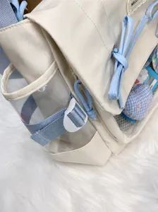White Ita Bag Sweet Bow Crossbody Bag Transparent Pocket Shoulder Bag Casual Cute