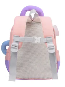 Cute pink kids school backpack for kindergarten, featuring breathable mesh back and chest strap.