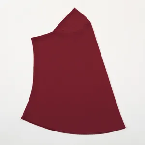 Burgundy crystal linen hijab detail view, comfortable pullover undercap for daily wear.