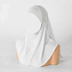 Berretto con Foulard in Lino di Cristallo Elastico Tinta Unita da Donna Pullover Protezione del Collo Hijab Islamico Sottocuffia Cappello