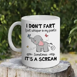 Taza de café de cerámica con elefante divertido y cita, regalo perfecto para oficina y hogar.