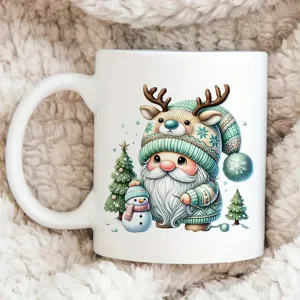 Tasse à café en céramique de gnome de Noël, jolie tasse à thé design renne pour bureau et maison.