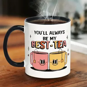 Keramik Kaffeetasse Büro Tasse mit süßem Design und Text Detailansicht für den täglichen Gebrauch.