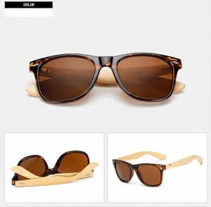Classic tortoise shell sunglasses with natural bamboo temples, stylish square frame design for men.