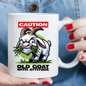 Drôle de tasse à café en céramique vieille chèvre tasse de bureau vue détaillée graphique