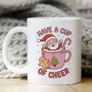 Tasse à café en céramique blanche avec motif de Père Noël mignon, idéale pour les fêtes.