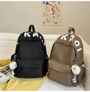 Casual canvas backpack student school bag minimalist aesthetic stylish travel daypack