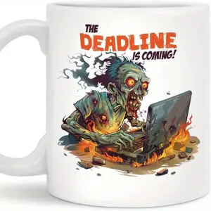 Funny zombie office coffee mug white ceramic cup for daily work desk humorous holiday gifts