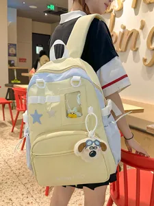 Canvas-Itabag mit klarem Fenster, süßem Hundemithänger und vielen Fächern für die Schule.