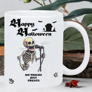 Halloween Skelett Keramik Kaffeetasse grausige weiße Büro Trinkgeschirr Feiertag Geschenk