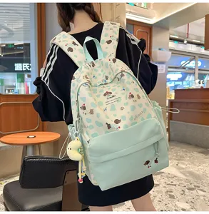 Süßer japanischer Canvas-Rucksack mit süßem Hundedruck für Schüler und den täglichen Gebrauch.