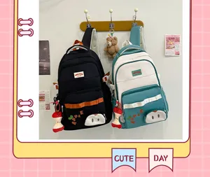 Mochila escolar de gran capacidad para estudiantes, elegante bolso casual multi-bolsillo.