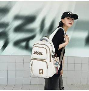 Japanischer Harajuku Stil großer Kapazität Segeltuch Rucksack für Damen und Herren Retro.