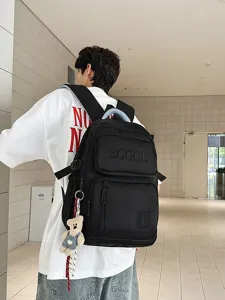 Große Kapazität schwarzer Canvas Rucksack für Schüler, japanischer Retro Campus Stil.
