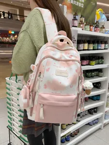 Süßer rosa Rucksack mit Sternen Muster und großer Kapazität für Mädchen in Schule