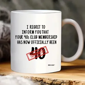 Tazza da caffè in ceramica bianca con citazione divertente per 40 anni, tazza ufficio.