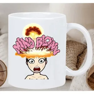 White Ceramic Coffee Mug Office Tea Cup With Creative Print Design Microwave Safe Daily Drinkware Gift