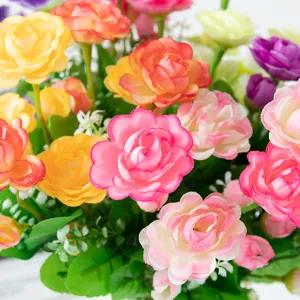 Artificial flower spring tea rose bouquet for home living room decor vibrant colors