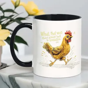 Taza de café de cerámica con gráfico de pollo divertido, perfecta para oficina y uso diario.