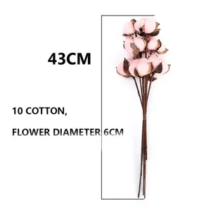 Pink dry cotton flower bouquet 43cm 10 heads home decor DIY floral arrangement material.