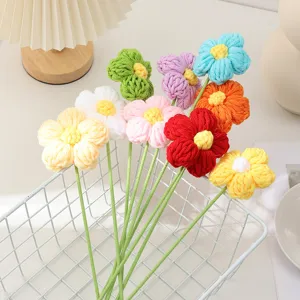 Handmade crochet flower knitted faux floral bouquet cozy home table decor decoration gift