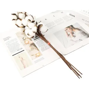 Artificial cotton flower single branch dried floral bouquet for DIY home decor arrangement 1pc