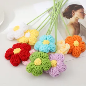 Handmade Knitted Wool Artificial Lily Of The Valley Puff Flower Single Stem Home Decor Table Centerpiece Gift