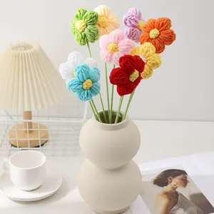 Handmade crochet flower bouquet colorful knitted floral home decor aesthetic room decoration