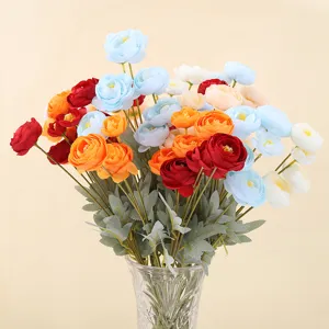 Artificial silk tea rose bouquet with multi-color flowers for home wedding decor photography.