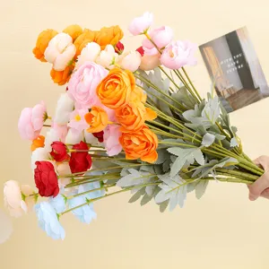 Artificial tea rose flower bouquet for home decoration wedding party photography props silk floral