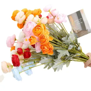 Artificial tea roses bouquet colorful silk flowers for home decor wedding party photography props