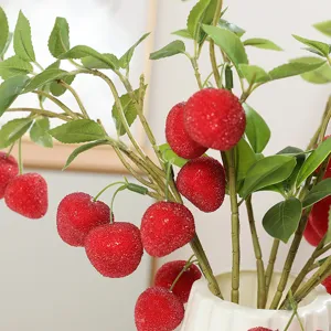 Rami di fragole glassate artificiali finte bacche rosse decorazione casa oggetti di scena