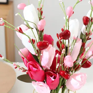 Artificial tulip flowers bouquet decorative faux floral arrangement for home decor
