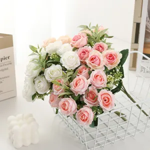 Artificial Rose Flower Bouquet 10 Heads Silk Roses For Wedding Home Living Room Dining Table Decor Floral Arrangements
