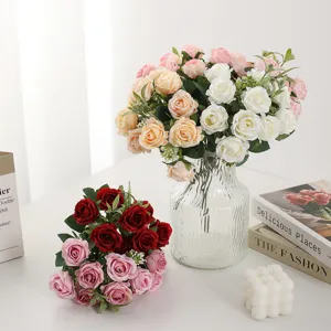 Artificial rose bouquets for home decor, wedding hand flowers, and elegant tabletop decoration.