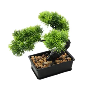 Artificial bonsai tree small fake plant in pot for indoor home office desk decor main view