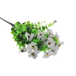 Artificial silk violet flower bouquet home office wedding decorative floral arrangement