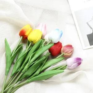 Colorful artificial tulip flowers bouquet silk fake floral for home wedding decor photography props