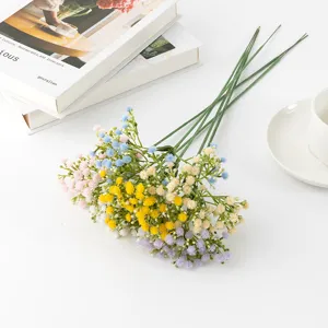 Artificial baby breath flowers 5 fork fake plastic plant green pastoral home decor table