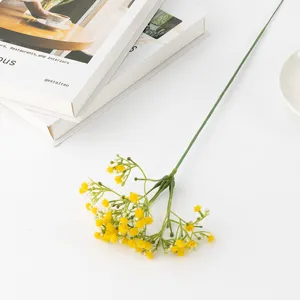 Artificial yellow baby's breath flower 5 forks fake plant for home decor detail view